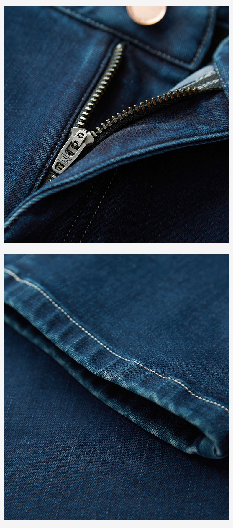 波顿直筒牛仔裤女秋深蓝色火山岩储热保暖显高显瘦休闲百搭长裤子