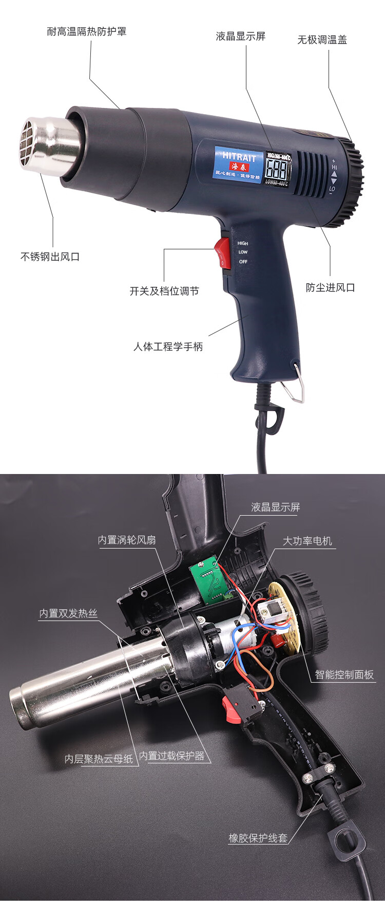 定制小型热风枪加膜除胶专用热风机大功率数显电吹风烤枪热吹风枪无极