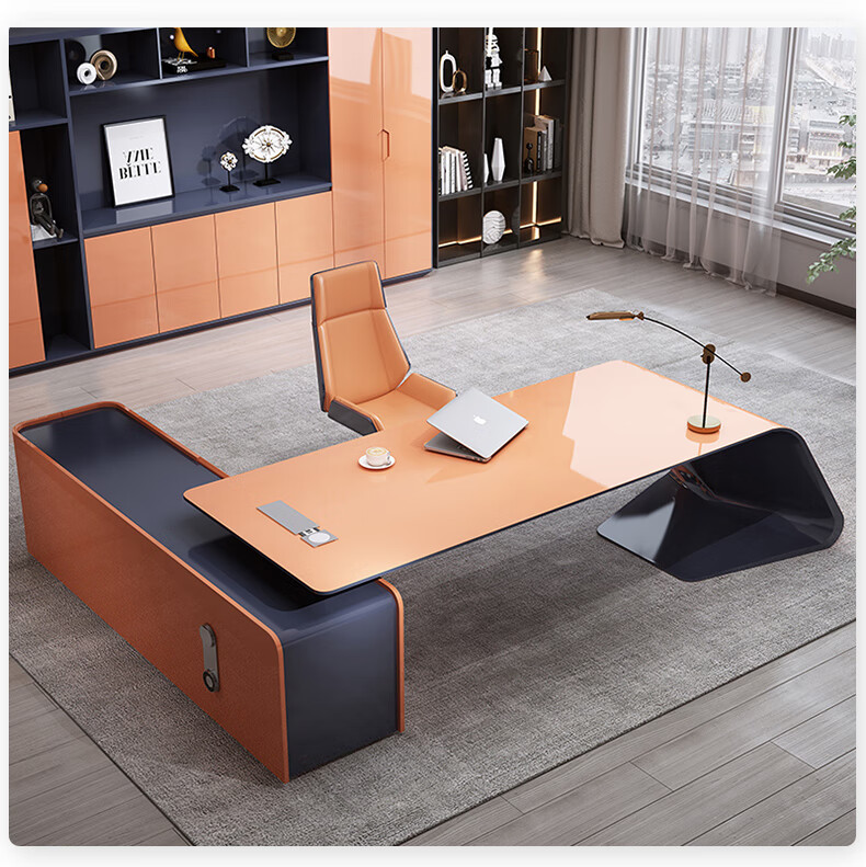 navcon女总裁办公桌烤漆轻奢烤漆老板办公桌现代简约经理女总裁主管