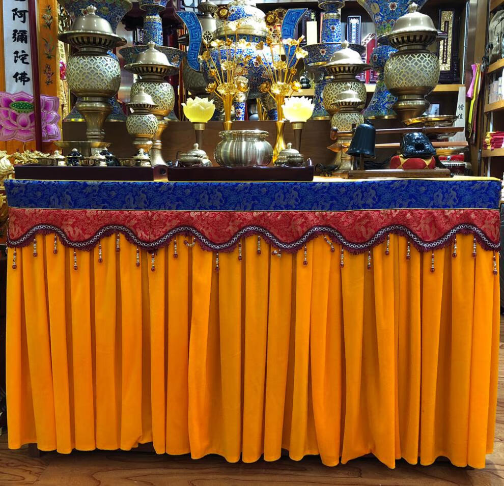 寺庙神台桌布禅修佛具寺庙佛堂桌裙供桌布台布佛台桌罩神位供桌布定制