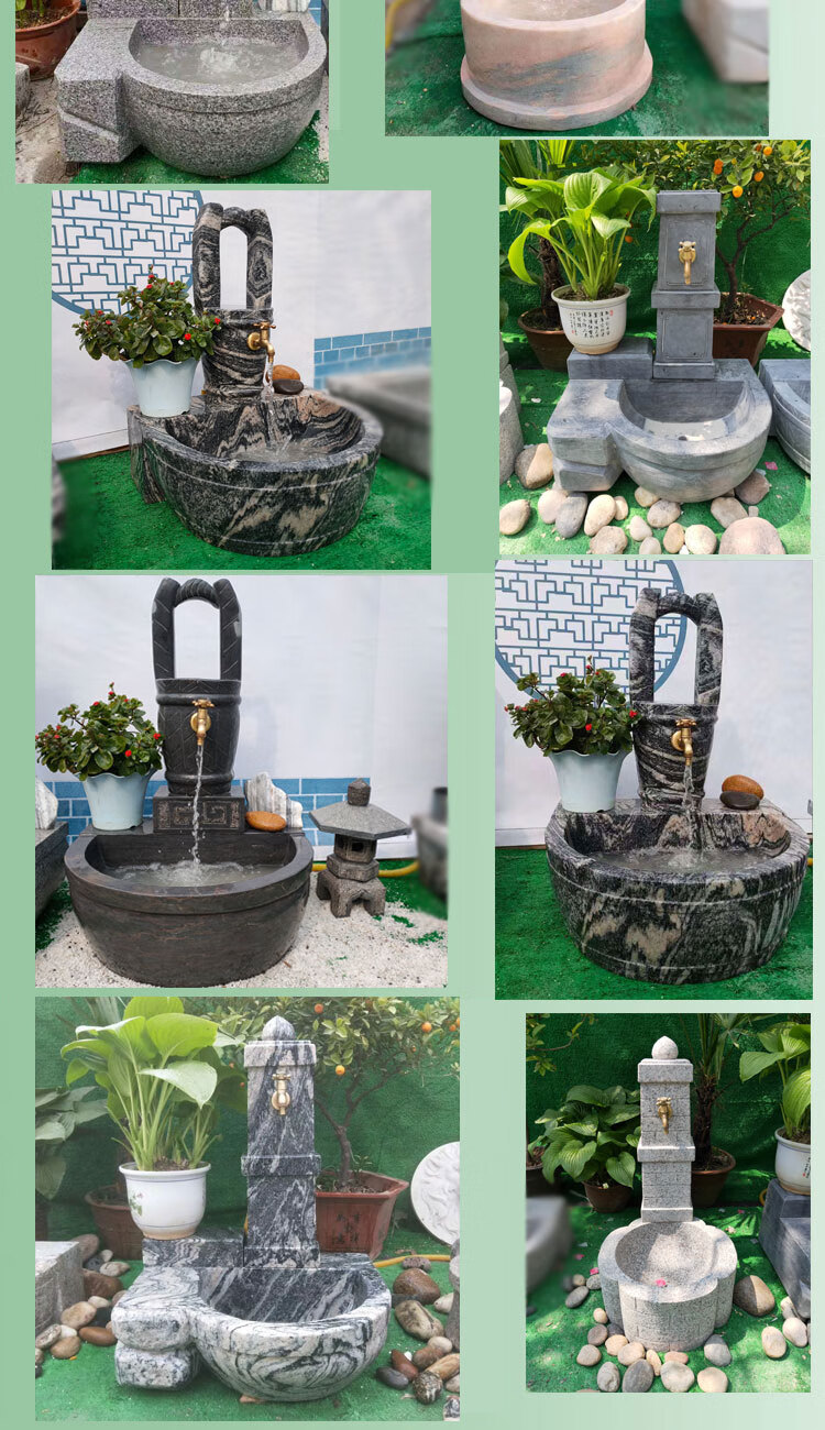 石雕青石洗手盆庭院拖把池家用户外墩布池水龙头流水摆件花园石槽青石