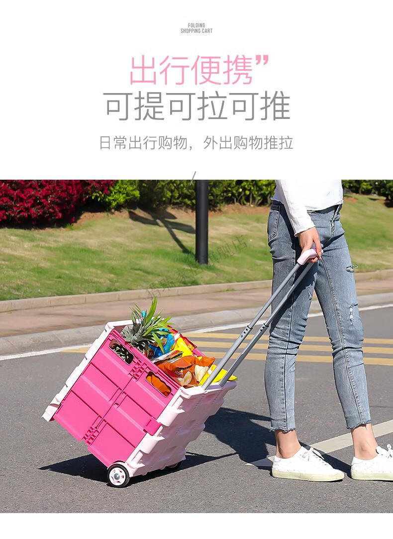 便携式小推车超市购物买菜神器可折叠家用小拉车取快递爬梯轮大号65l