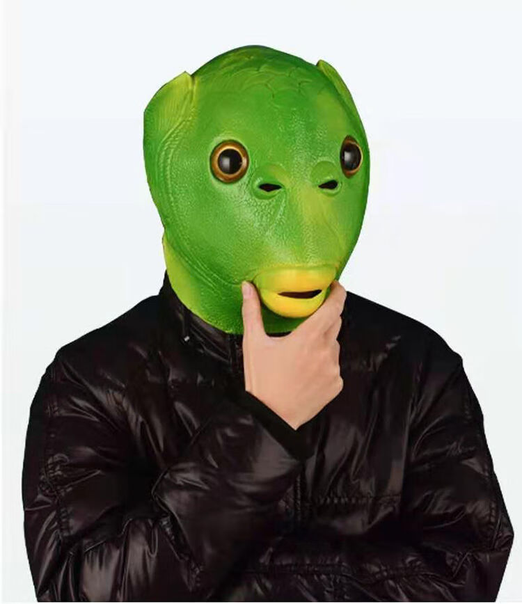 套怪怪鱼绿鱼头套无异味面具宿舍男女搞怪笑沙雕动物鱼头怪网红酒吧