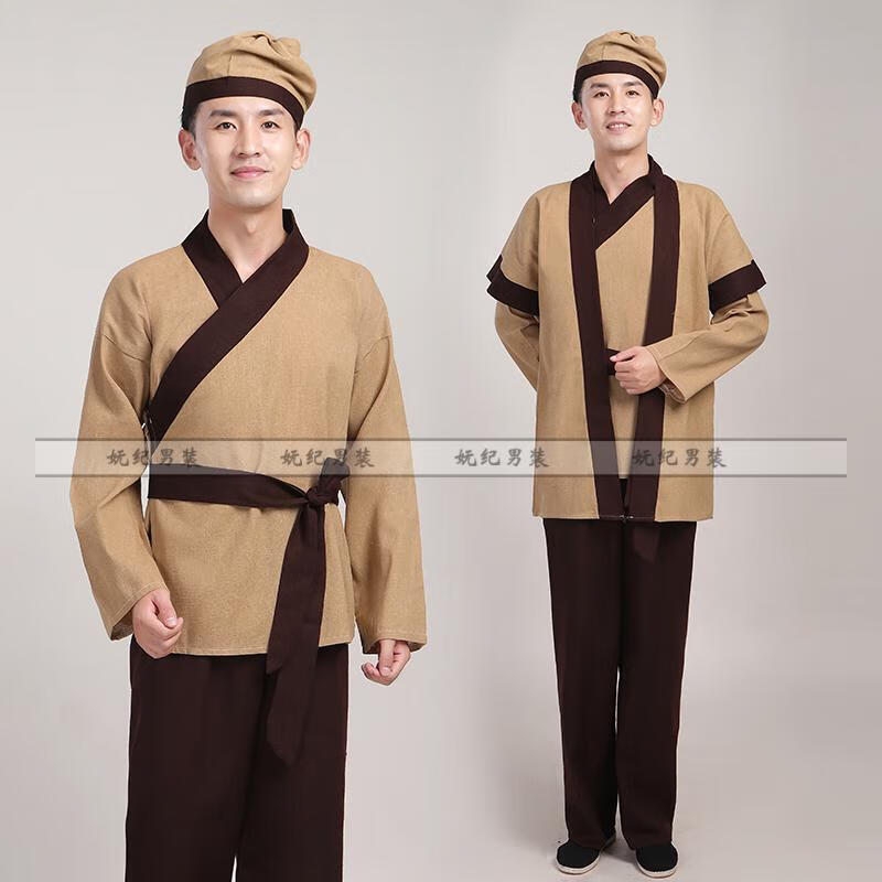 妩纪古代平民百姓帽子棉麻老粗布店小二跑堂衣服茶馆酒楼农民表演服装