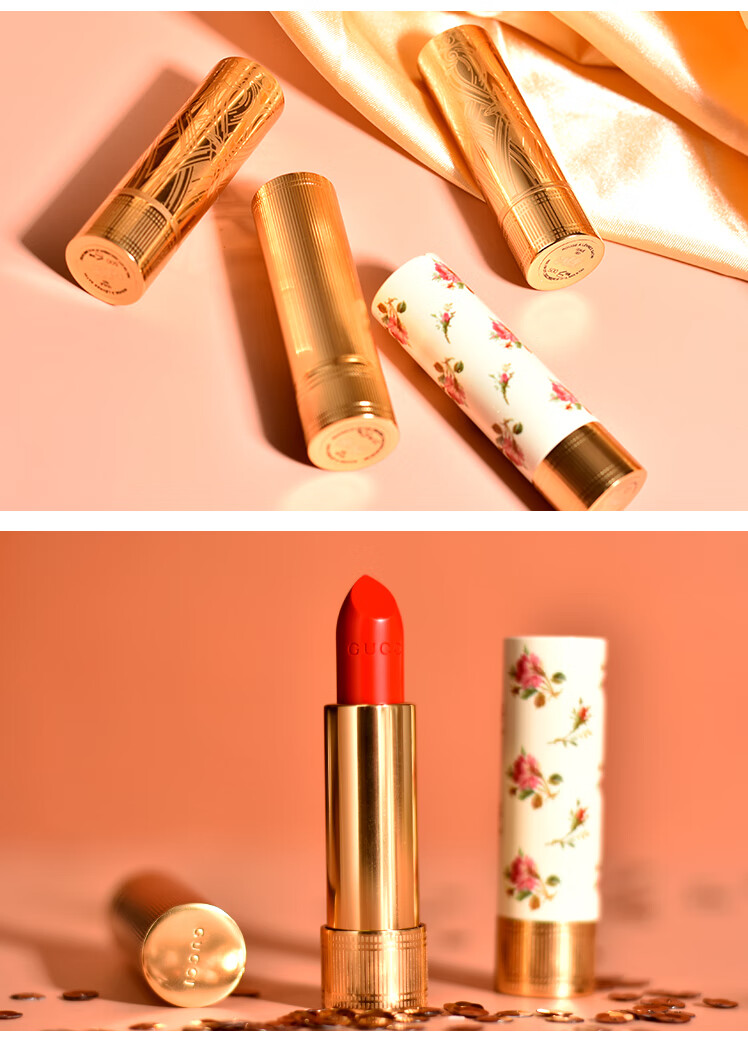 520礼物古驰gucci口红金管小碎花缎面唇膏25500302308505送女朋友哑光
