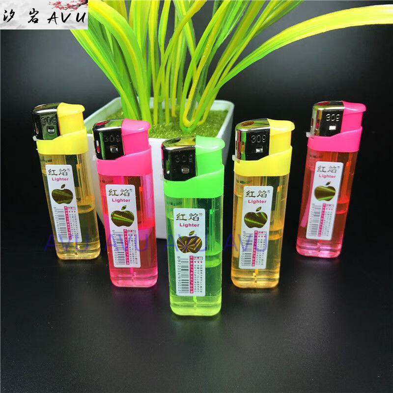 汐岩avu经典一元机309透明电子明火一次性打火机家用商超小店零售点火