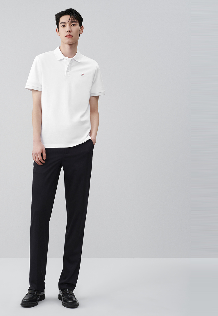 hla海澜之家短袖polo衫男2022夏新弹力简约纯色刺绣修饰简约polo衫男