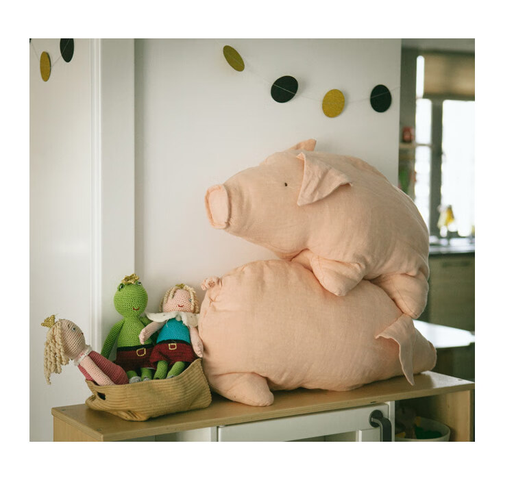 荷兰猪抱枕系亚麻料大猪萌居居北欧居家风手感凉凉柔软货cozy铺麦吉粉