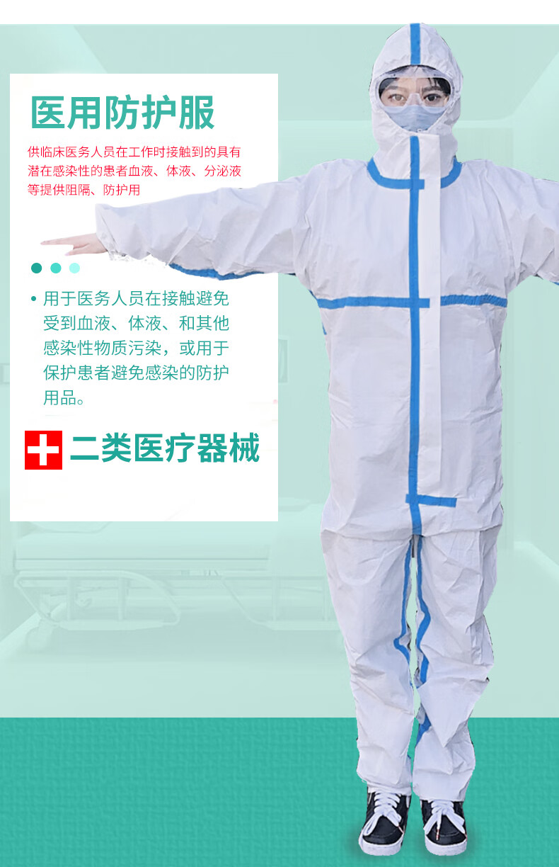 医用一次性防护服连体全身防疫隔离服医护隔离衣防护衣医院级均码180