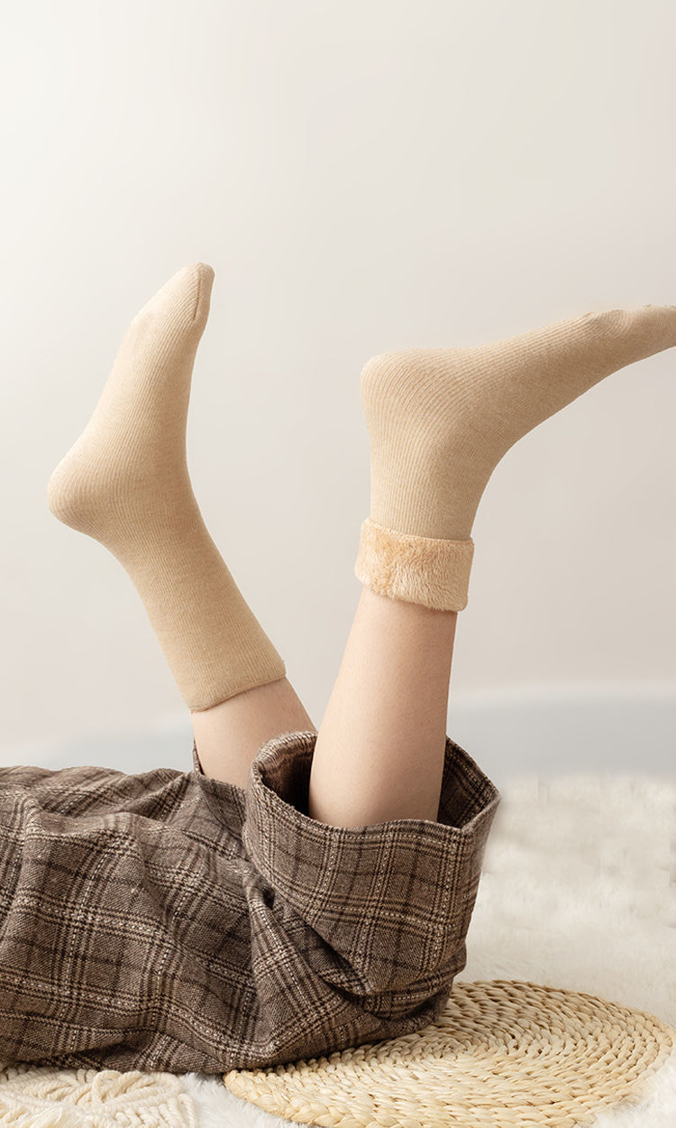 高品质女士袜子冬毛袜子女加厚加绒长棉袜保暖雪地袜超厚款中筒士居家