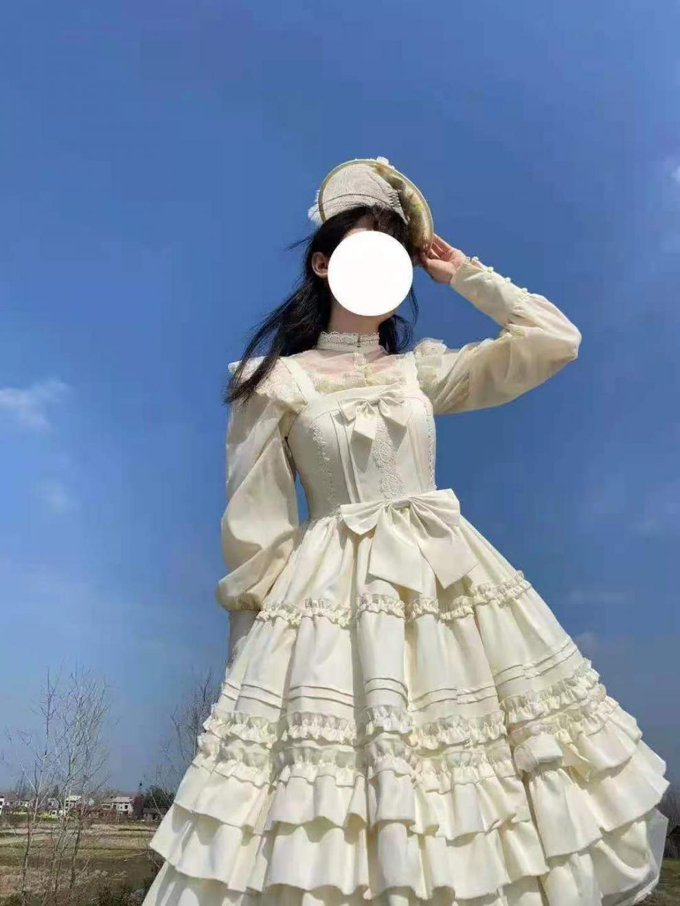 oiuo洛丽塔lolita裙子柏林少女jsk可爱中古感吊带连衣裙柏林蓝色m