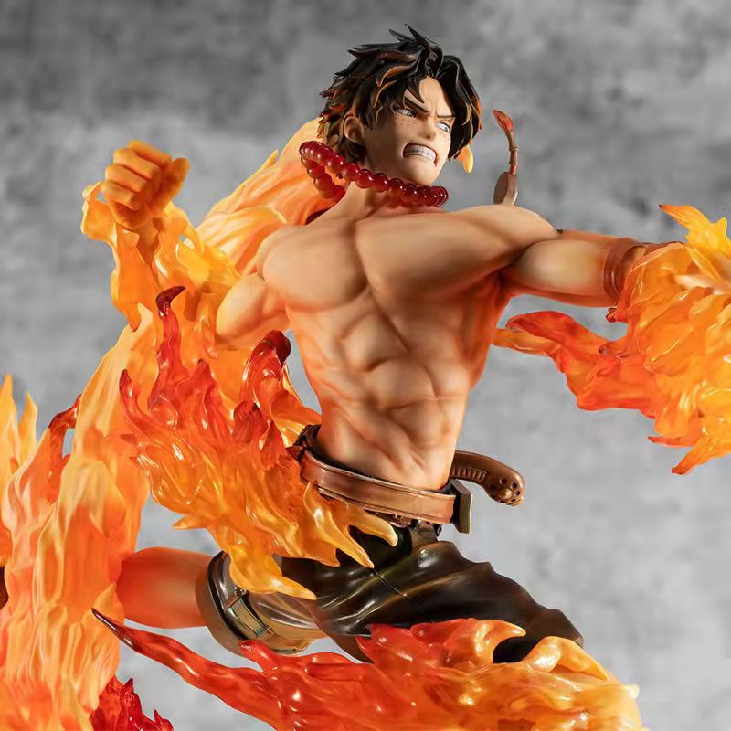 艾斯手办大炎帝海贼王火神摆件二次周边模型可发光版航海王浅灰色