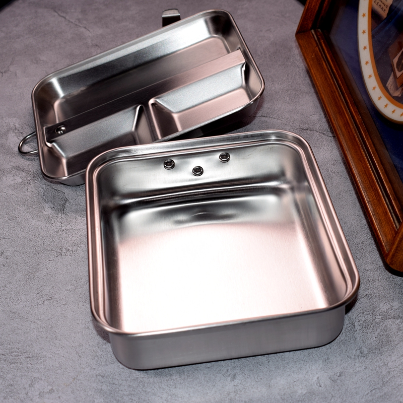 比心鼠 woug 单兵饭盒全新304德式不锈钢饭盒户外便携餐具单兵野战炊