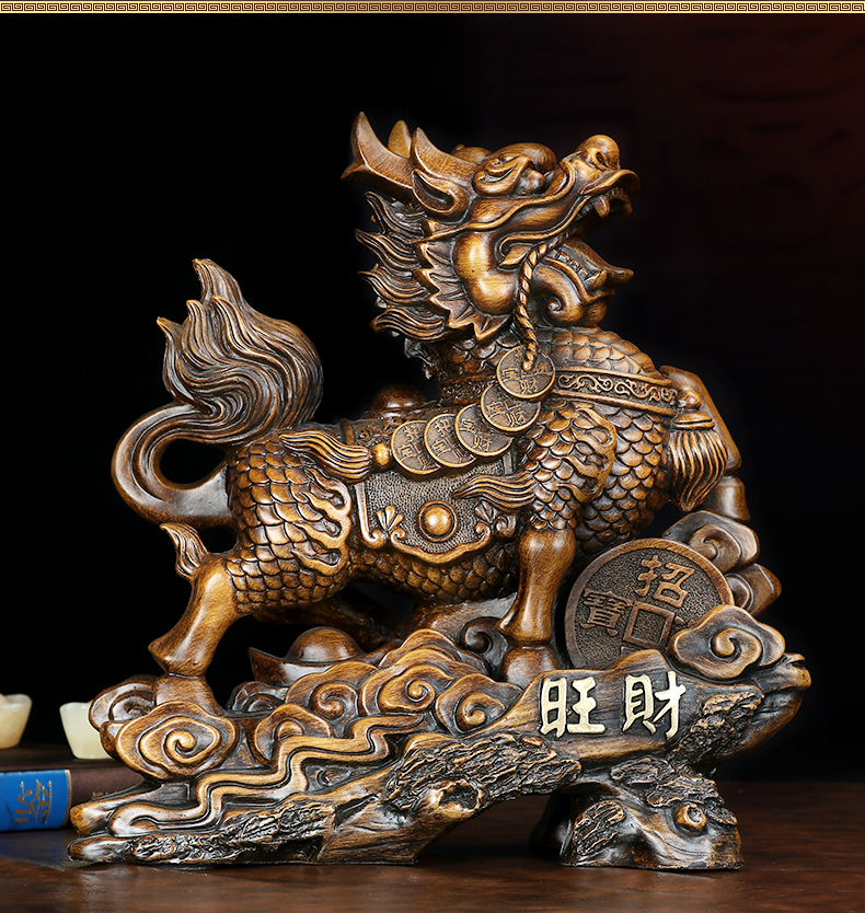 麒麟摆件一对风水宅子卧室玄关家居办公桌面摆设转运f款旺财麒麟母