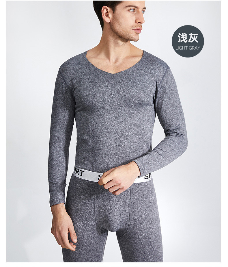 无痕保暖内衣男士套装男不加绒秋衣秋裤黑色4xl
