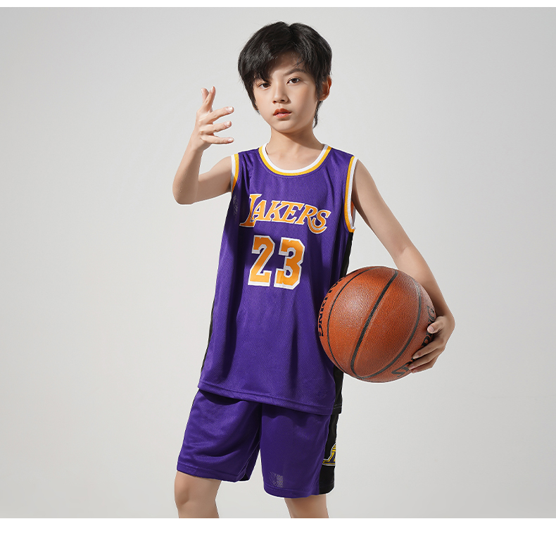 儿童篮球服套装男童湖人24号球衣表演训练服幼儿园小学生小孩衣服j