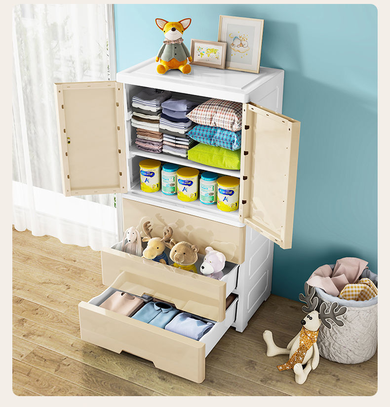 式收纳柜子儿童简易衣柜塑料带轮储物柜抽屉式多层整理柜儿童衣柜简易