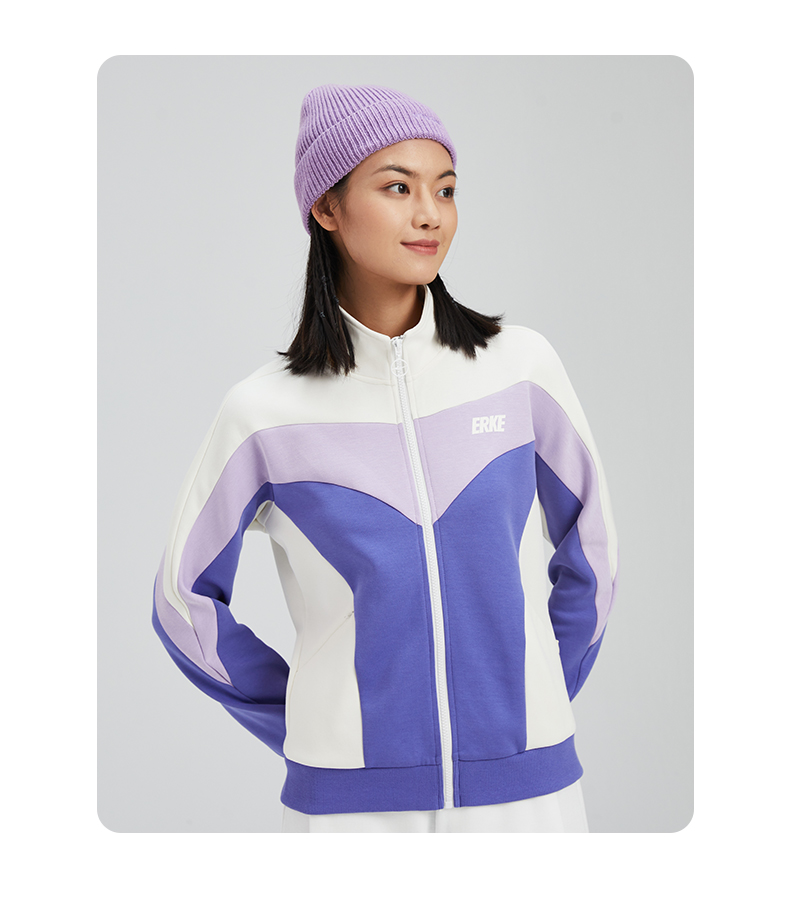 鸿星尔克外套女2022春季新款开衫卫衣休闲舒适百搭运动服女装夹克格调