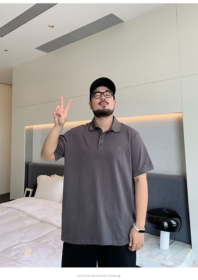 t恤男夏季潮流胖子宽松加肥加大上衣男装 p5黑色 7xl240-270斤【图片