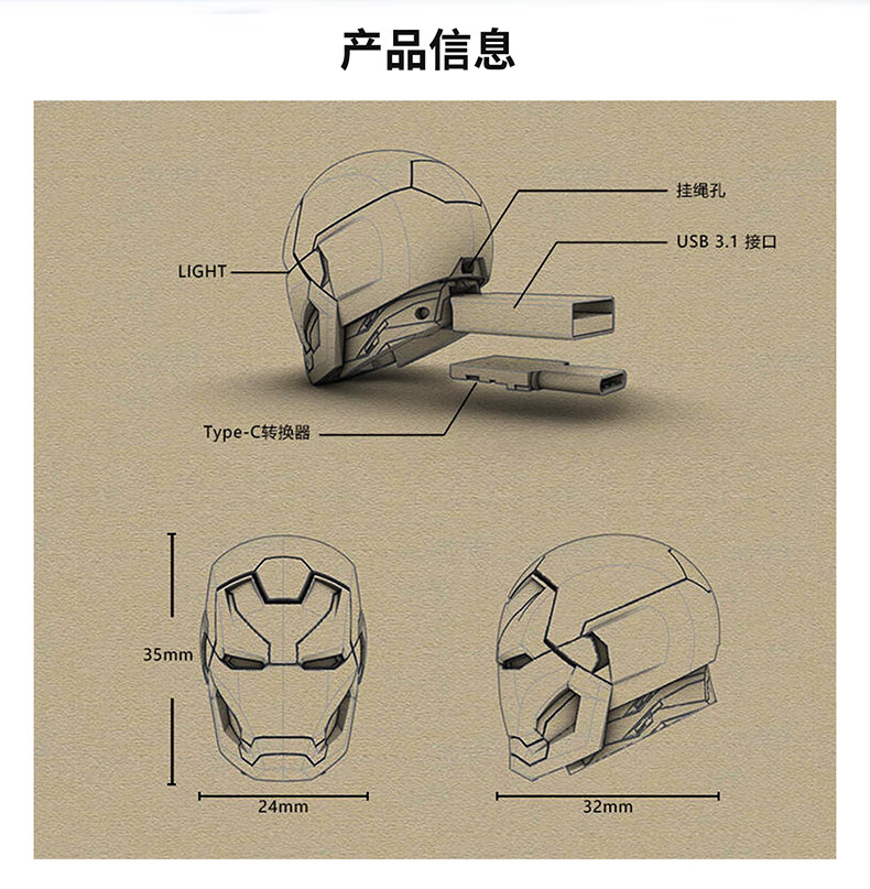 钢铁侠头盔建模三视图图片