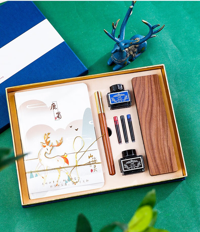 60中国风复古文具套装礼盒实木签字笔定制刻字彩页笔记本子文艺古典