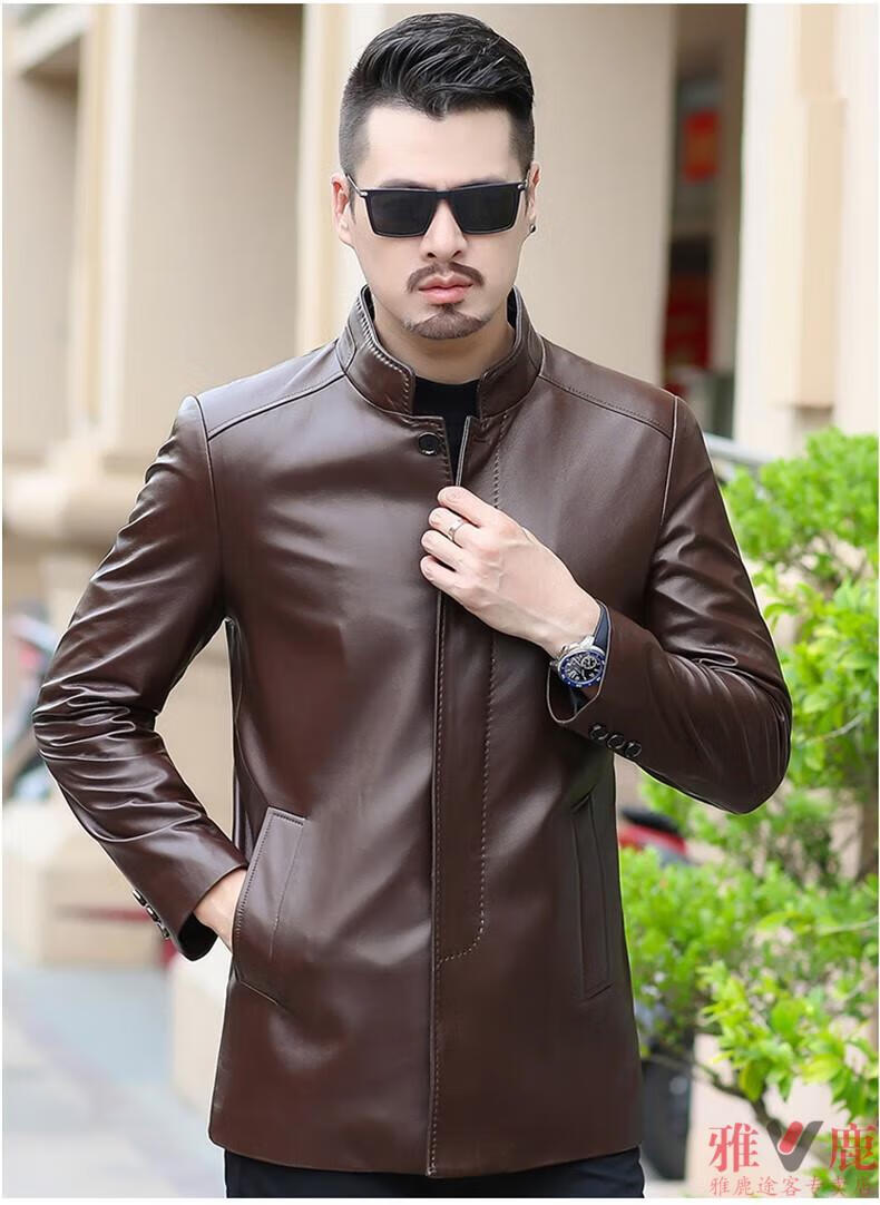 真皮皮衣男中年春秋立领男士外套新款商务休闲40-50岁爸爸装舒适 1910