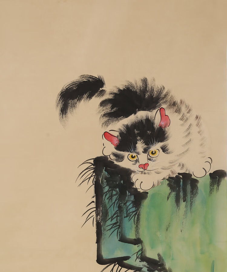 孙菊生国画名家精品三尺动物猫戏图手绘字画写意名人书画作品收藏纯