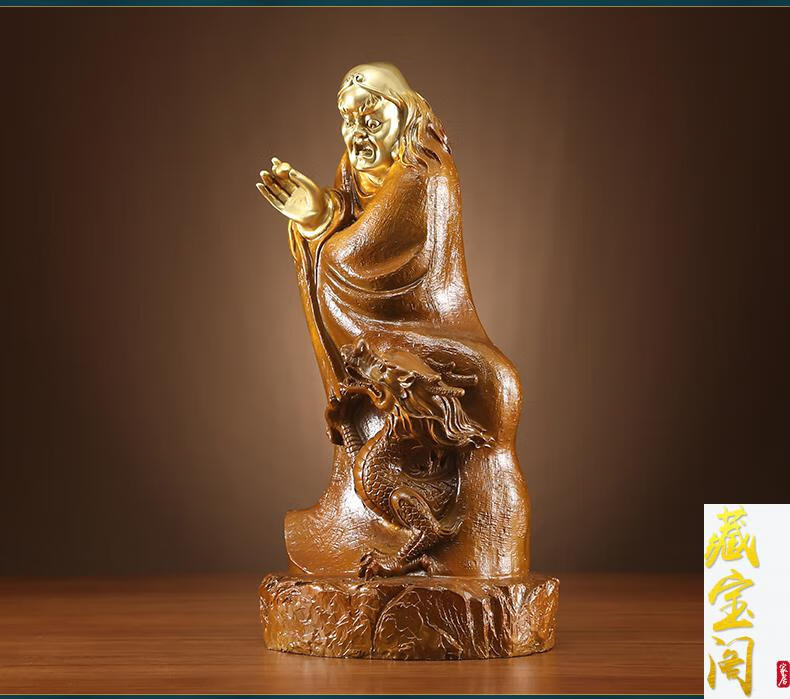 藏宝阁 全铜降龙伏虎十八罗汉佛像摆件家居装饰品套色切金工艺品 伏虎