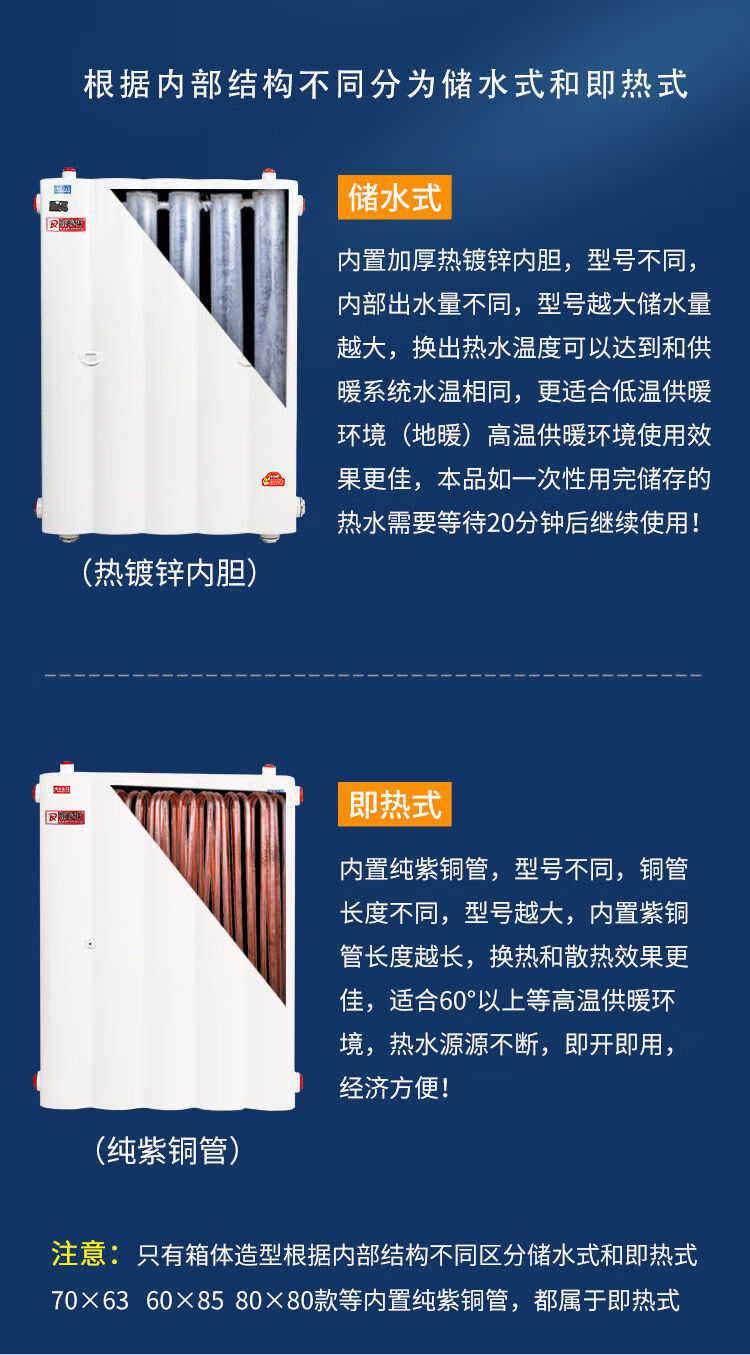换热器卫生间家用过水热器暖气片储水式热水交换器不锈钢器地暖即热式