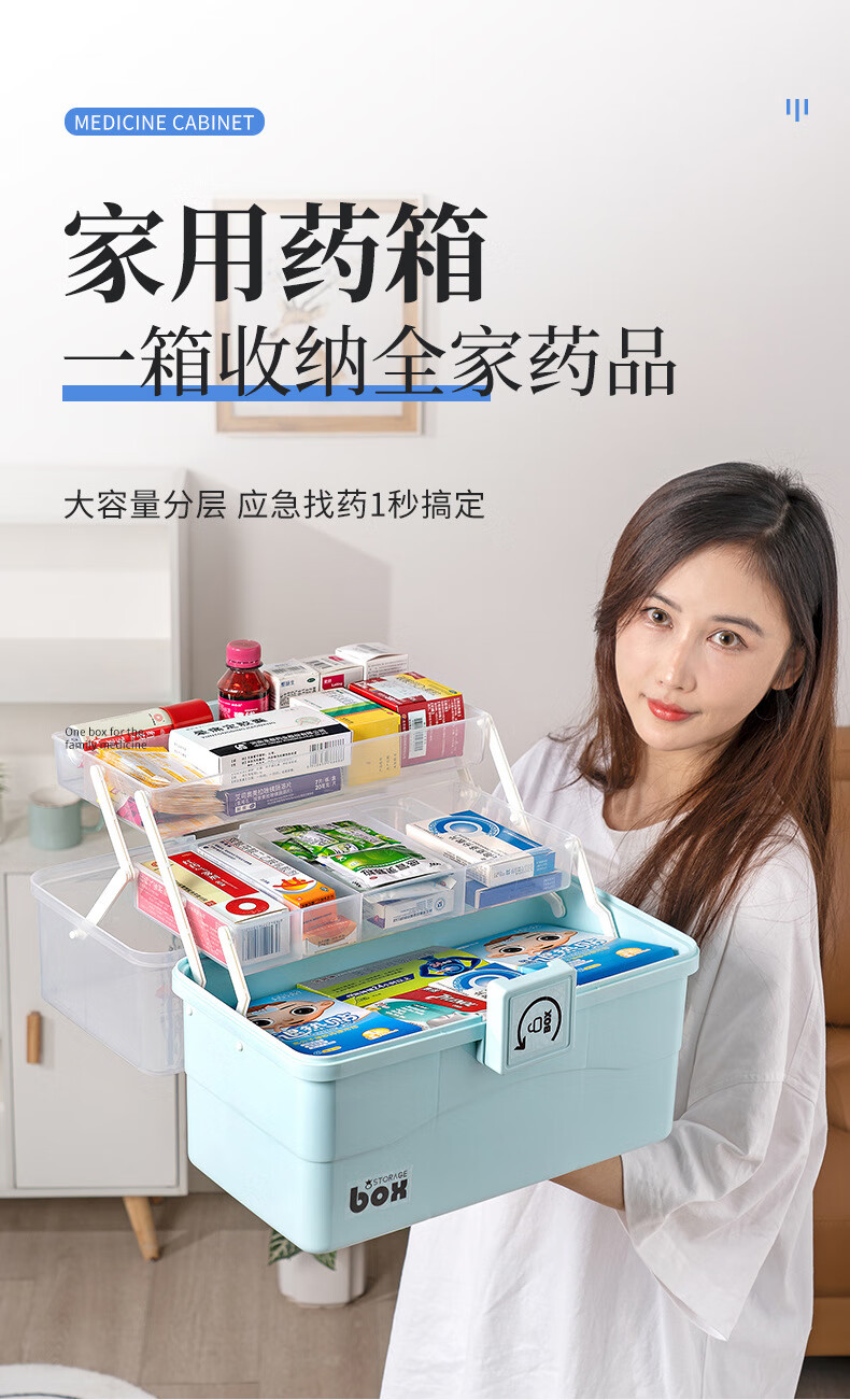 季芒 医药箱急救箱医药箱家用大容量便携急救箱多层药品应急收纳盒