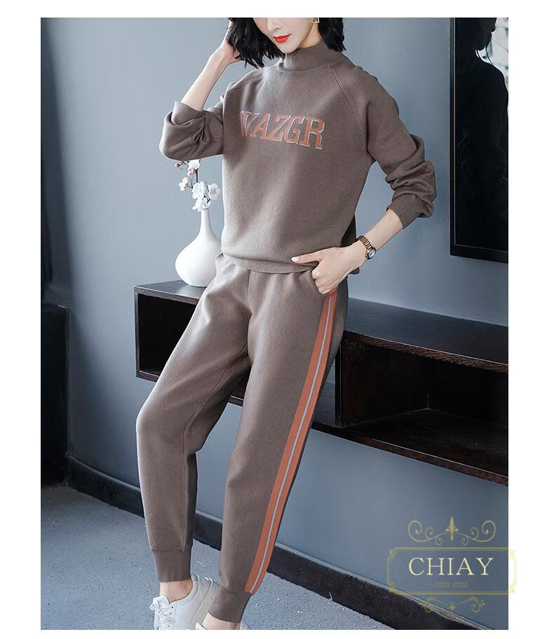 chiay承翼轻奢品牌高档运动套装女新款气质女神范春秋装宽松显瘦半