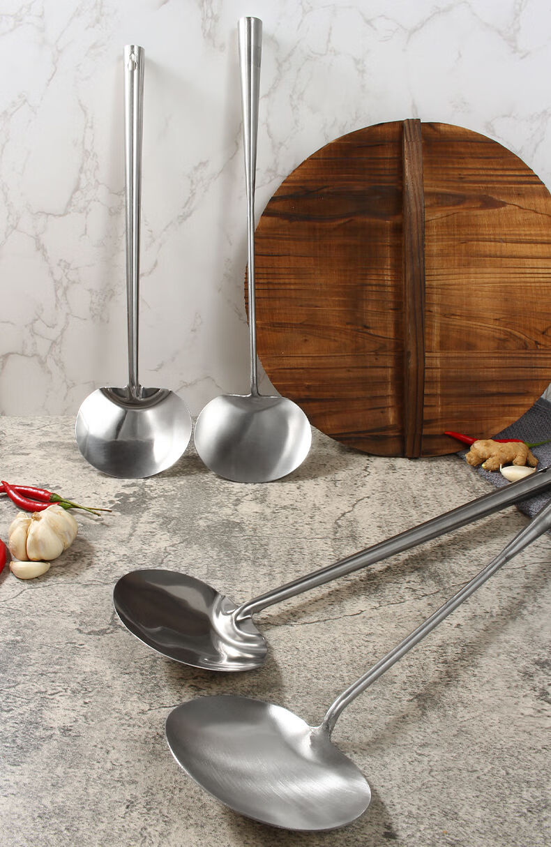 锅铲炒菜铲子贵州炒勺家用勺子厨师大小号304不锈钢大厨圆形304不锈钢