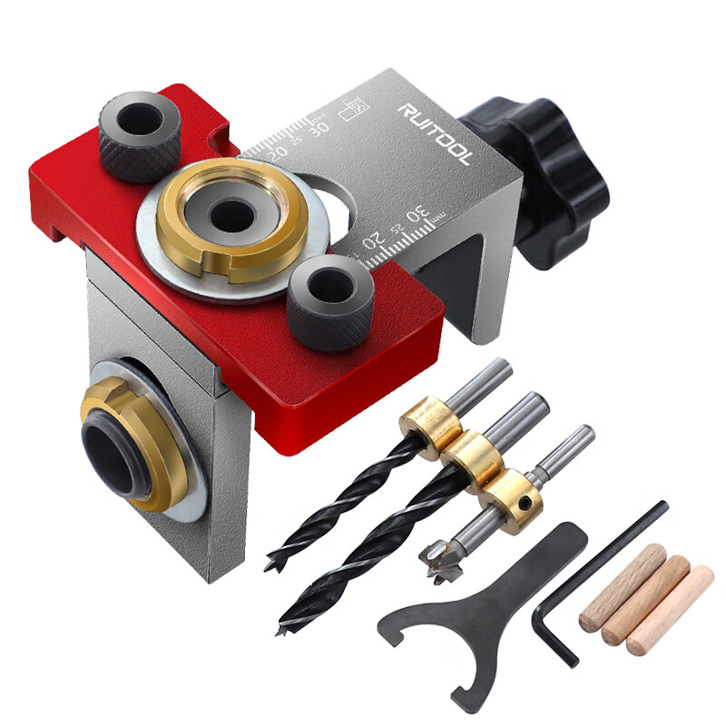 三合一定位打孔器套装圆木榫钻头开孔拼接可调节钻孔木工工具小三合一