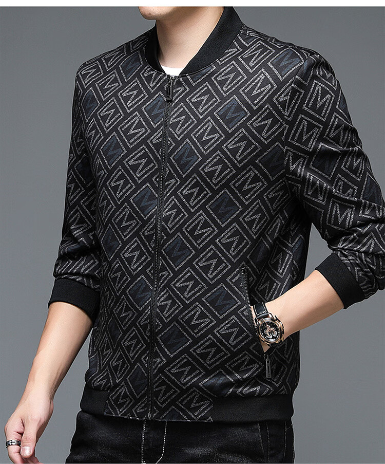 虎都男装休闲中青年男装长袖拉链夹克上衣156hb21608咖色180