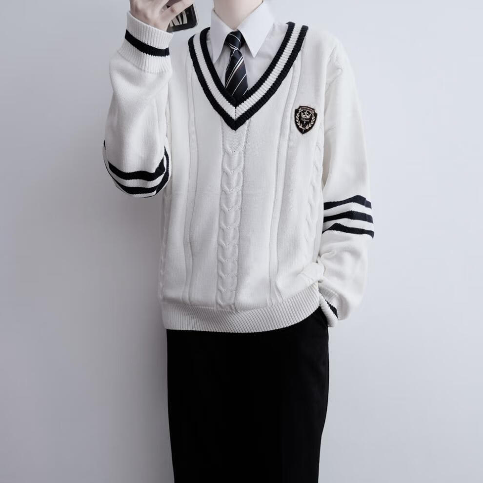 爱洛斯汀堡 原创学院风jk/dk制服男女针织长袖v领套头毛衣外套秋冬