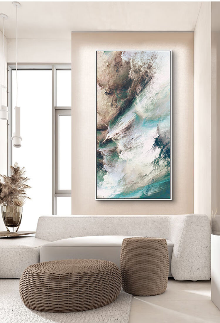 极简抽象风水玄关装饰画进门入室画现代过道挂画北欧竖式壁画a30x60