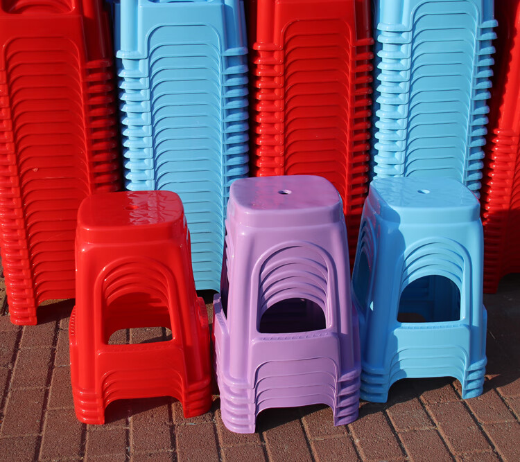 塑料凳子加厚家用高脚凳红凳子塑料椅成人结实耐用熟胶凳简约蓝色915