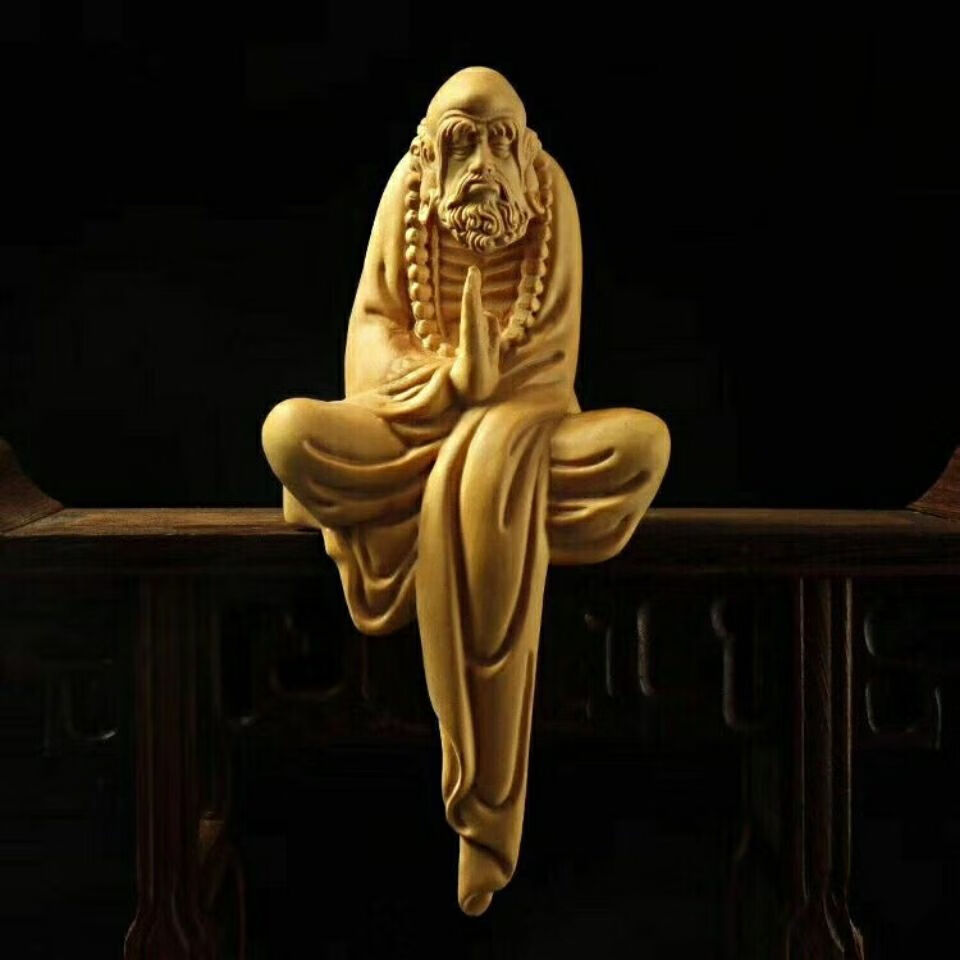 与山择林黄杨木雕达摩摆件禅意达摩佛像祖师家居客厅装饰中式工艺品