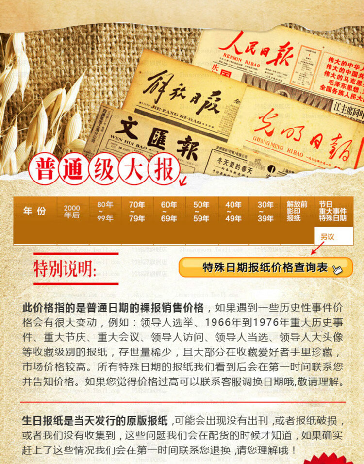 生日报纸出生当天原版老旧光明人民日报日期年份纪念礼物q1生日报田园