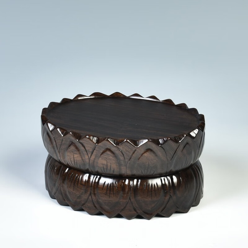同款木手工木雕莲花底座观音佛像底座实木椭圆形菩萨底座盆景奇石底座