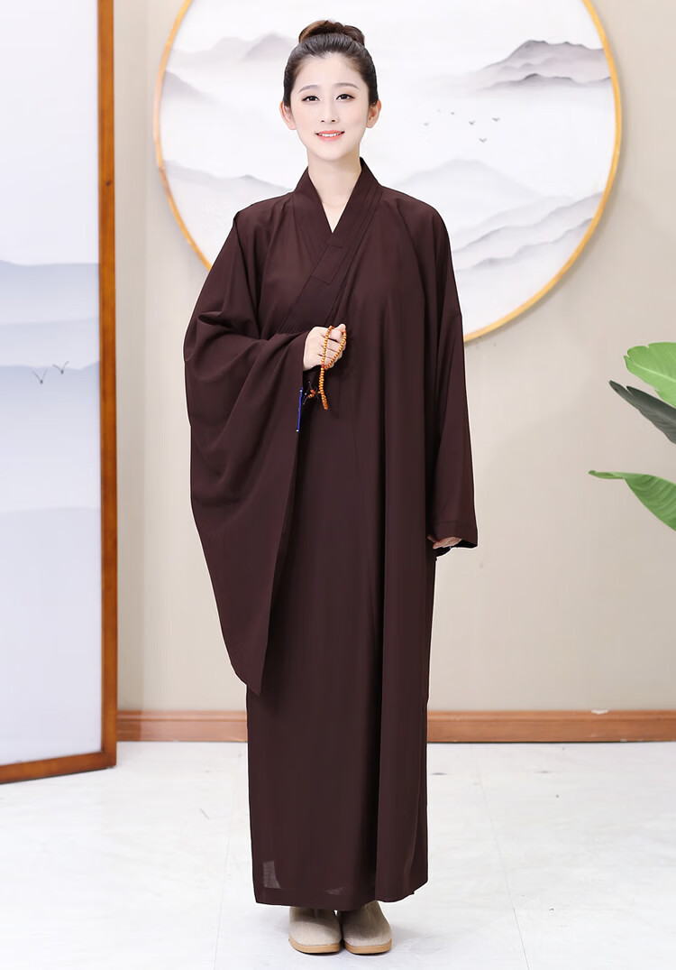 僧服海青居士服男台麻不透明海清黄黑禅修服女舒适佛系 黑色 36码152