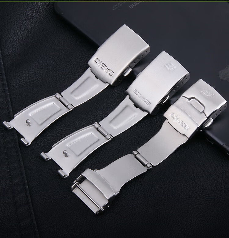 卡西欧表扣ef/efr/mtp手表带卡扣 双按保险钢带折叠扣配件18 20mm