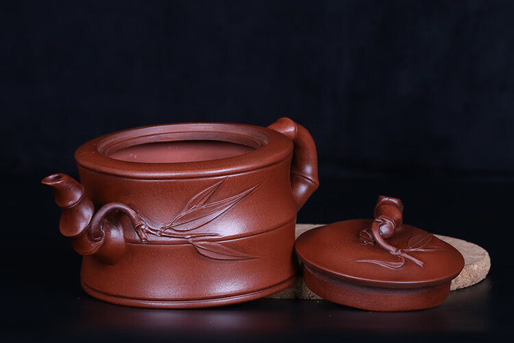 回流老紫砂壶厂大师名家周桂珍同款清水泥手工竹节竹段壶紫泥竹段