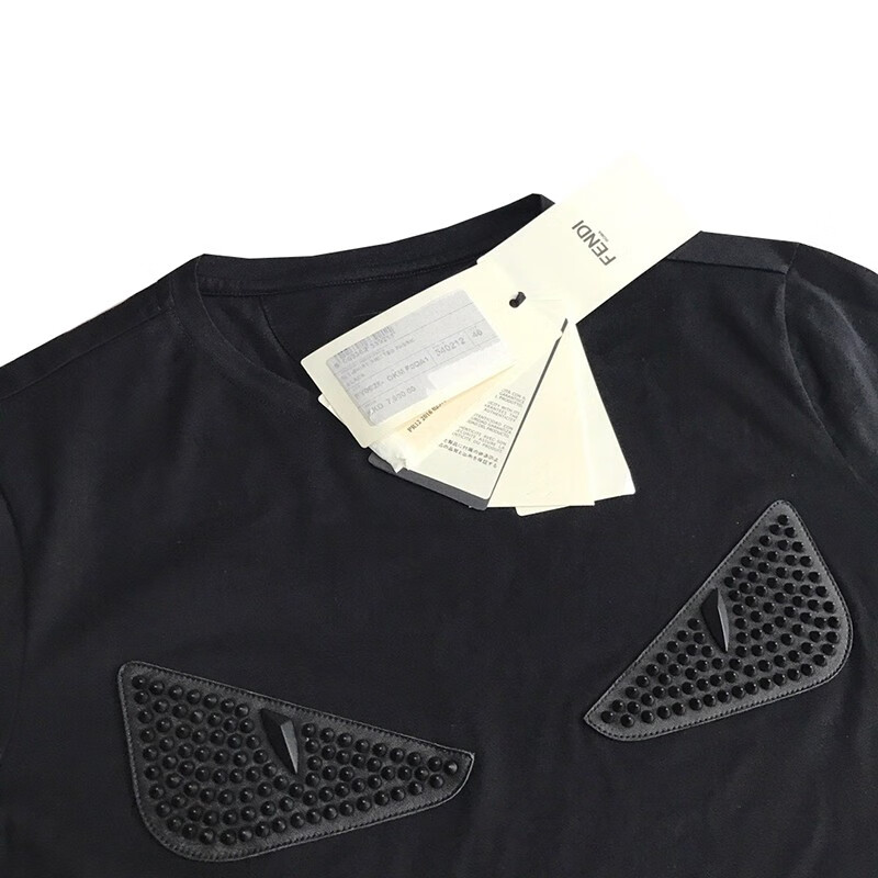 【奢】fendi芬迪 黑色男士 小恶魔t恤fy0626 okm f0qa0 bn 黑色 46