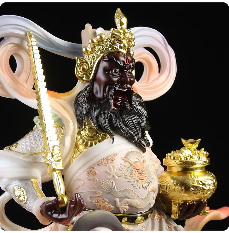【现货速发】赵公明财神像赵公明武财神骑虎像供奉家用赵元帅神像树脂