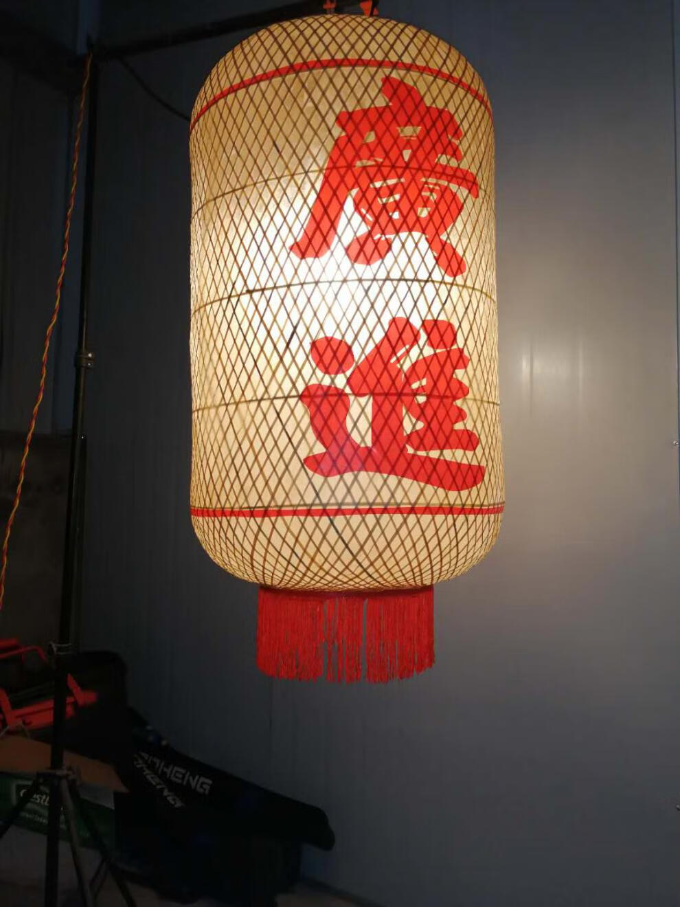 2022新款竹编油纸灯笼竹编油纸灯笼潮汕手工定制黄色室外防水仿古吊灯