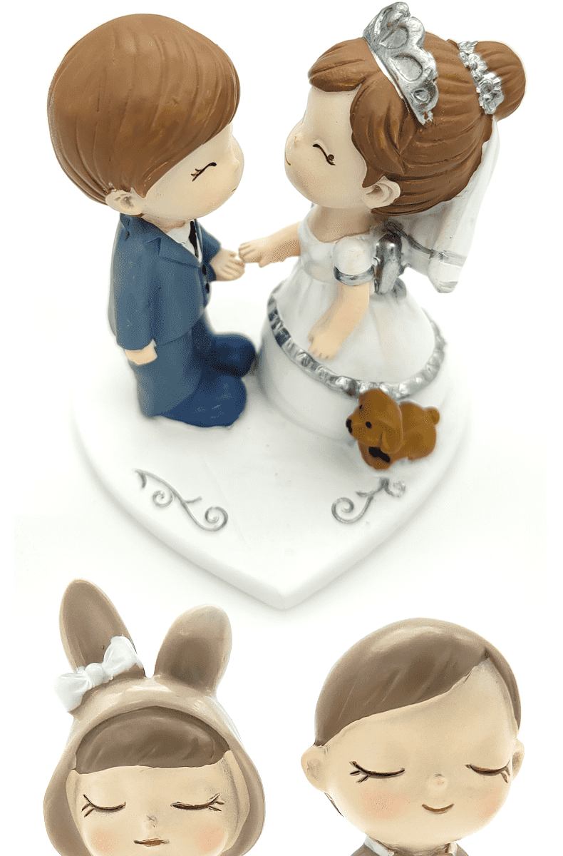 新郎新娘人偶新郎新娘甜爱意亲吻卡通小摆件情侣求婚蛋糕装饰婚礼公仔