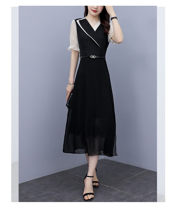 咏桂连衣裙女装2022年新款夏季短袖时尚百搭宽松休闲显瘦气质小个子