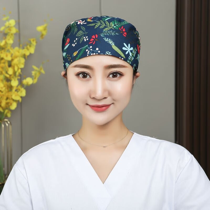 玉贝梵室帽子调节扣圆帽帽女棉护士帽松紧款印花薄款室帽子火星救援