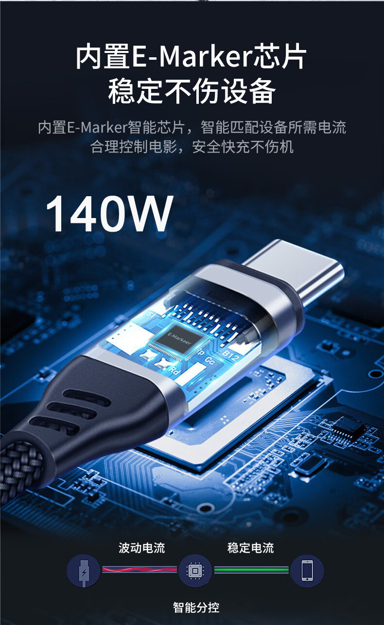 repree适用于苹果macbookpro充电线140w铝合金pd快充充电线usbc数据线